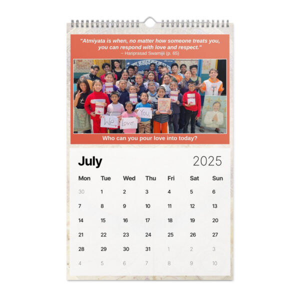 In the Ancient Secrets Love Calendar (2025), a touching image of children with "We Love You" signs is featured on the July page, along with an inspiring quote on love and respect.